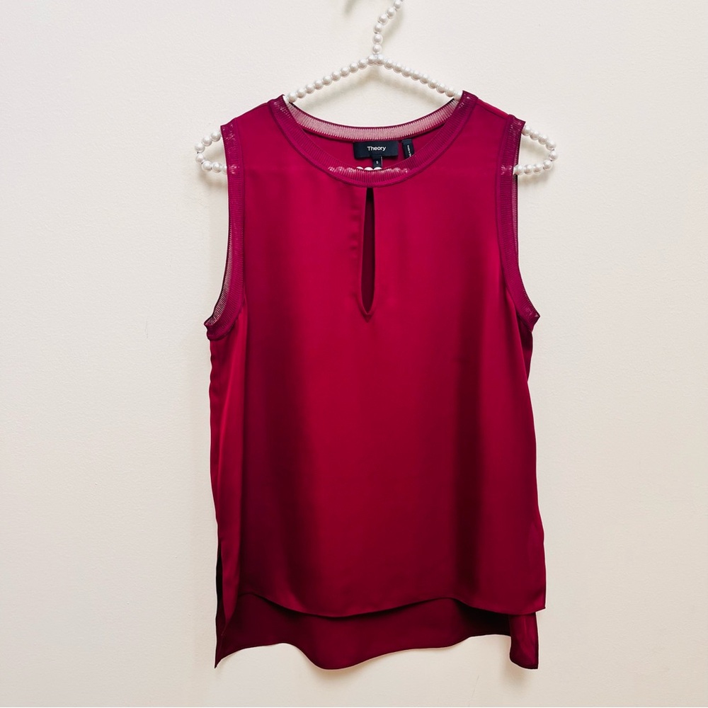 Theory 100% Silk Sleeveless Magenta Blouse